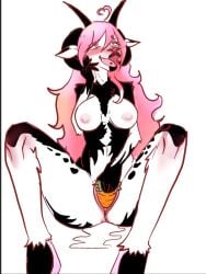 1girls azalea_(nonameidiot) black_fur black_wool breasts caprine carrot cum cumming ewe female furry furry_only heart_eyes hooves horns jacob_sheep masturbation naked nude nude_female pink_hair pussy pussy_juice satan_mom_said_to_get_milk_(artist) sheep sheep_ears sheep_girl sheep_horns textless textless_version vegetable vegetable_dildo white_fur white_wool wool wool_(fur)