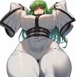 ai_generated arms_behind_head c.c. code_geass from_below massive_breasts smogai thick_thighs voluptuous_female wide_hips