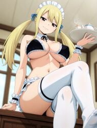 ai_generated fairy_tail from_below large_breasts lucy_heartfilia maid_bikini