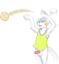 anthro anthro_only ball basketball bottomless fur furry girly male no_humans rainbow revy_(character) sherbert solo sparkles