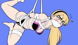 1girls bondage breasts female female_only femsub gagged_female gwen_stacy jam-orbital marvel solo spider-man_(series)