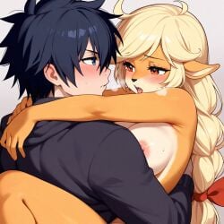 1female 1male ai_generated applejack_(mlp) crossover fairy_tail furry_female gray_fullbuster my_little_pony sex tanline