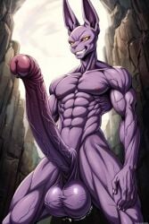 ai_generated beerus big_balls big_penis clenched_teeth excessive_size long_penis male_only veins_on_dick veiny_penis