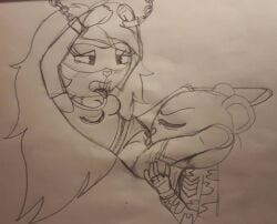 chained_up flaky_(htf) fliqpy happy_tree_friends licking_pussy simple_background superheroine