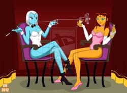 alien_girl blue_skin breasts cigarette corruption dc_comics dead_source female_only femdom femsub happy_trance hypnotic_smoking hypnotized_hypnotist jimryu large_breasts magic magician ravebo raven red_hair short_hair smoke smoking spiral_eyes starfire super_hero symbol_in_eyes teen_titans thighhighs transformation watermark western white_hair