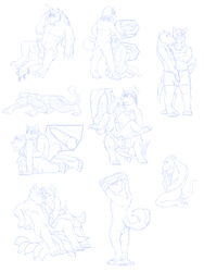 anal blue_and_white canine canine_penis crux diphallia diphallism fox gargoyle gay hi_res internal kitsune knot male multi_penis multi_tail nude oral penis redrusker sketch tail whipped_cream white_background