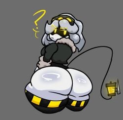 big_ass bubble_butt fat_ass huge_ass looking_back_at_viewer massive_ass murder_drones unamused v_(murder_drones)