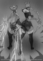 2girls big_ass big_breasts female female_only huge_breasts miao_ying nipple_slip sketch thick_thighs tortuga tzarina_katarin voluptuous voluptuous_female warhammer_(franchise) warhammer_fantasy wide_hips