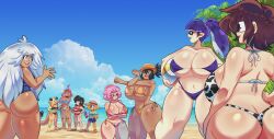 9girls ass ass_cleavage beach big_ass big_breasts breasts butt_crack cleavage clothing female female_only group hi_res igphhangout jess_(runningdlog) loopy_(igphhangout) lueduartv lulú_(lueduar) runningdlog tagme tagme_(character) thick_thighs