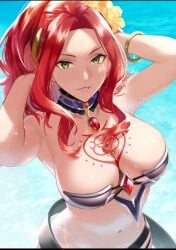 bitch_(shield_hero) chest_tattoo cleavage malty_s_melromarc red_hair slave_tattoo swimsuit tate_no_yuusha_no_nariagari the_rising_of_the_shield_hero water