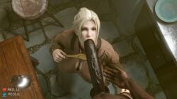 1boy 1girls 3d black_penis blender_(software) blonde_female blonde_hair blowjob claudia_strife dark-skinned_male fellatio female final_fantasy final_fantasy_vii final_fantasy_vii_remake high_resolution huge_cock interracial kitchen milf mother nude_male_clothed_female oral pale-skinned_female partial_male red_lj self_upload square_enix