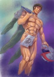 abs brown_hair cucuruz_doan gundam helmet helmet_removed looking_away male male_only mejim16 muscular muscular_male older_male partially_clothed pubic_hair tan_skin underwear