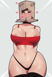 1girls 69_(number) areola_slip areolae ass belly belly_button big_breasts black_hair box boxy_(fortnite) breasts choker cleavage crop_top female female_only fortnite fortnite:_battle_royale large_breasts navel pale-skinned_female pale_skin panties postblue98 soft_breasts solo stomach tank_top thick_thighs thighhighs thong voluptuous wide_hips