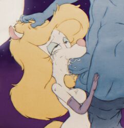 animaniacs anoningen anthro balls blonde_female blonde_hair bodily_fluids bottomwear bottomwear_down canid canine canis clothed clothing cum deep_throat deepthroat detailed_background duo fellatio female fur genital_fluids genitals hair hair_grab hi_res long_hair male male/female mammal minerva_mink mink moon multicolored_body multicolored_fur mustelid musteline narrowed_eyes nude oral pants pants_down partially_clothed penis touching_hair true_musteline unseen_male_face warner_brothers white_body white_fur wilford_wolf wolf yellow_body yellow_fur