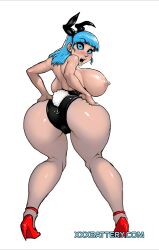 1girls areolae asian asian_female ass ass_focus back_view backboob battery_(artist) big_ass big_breasts blue_eyes blue_hair bulma_(bunny) bulma_briefs bunny_ears bunny_girl bunny_tail bunnysuit dragon_ball dragon_ball_z exposed_breasts female female_focus female_only footwear hi_res high_heels light-skinned_female light_skin looking_at_viewer looking_back nipples pantyhose pussy pussy_visible_through_clothes teenager thick_thighs topless topless_female xxxbattery