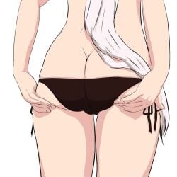 1girls 9a-91_(girls'_frontline) animated ass ass_cleavage ass_shake black_panties butt_crack cameltoe from_behind girls'_frontline grey_hair head_out_of_frame jk_th_dg long_hair no_sound panties side-tie_panties simple_background solo ugoira underwear very_long_hair video white_background