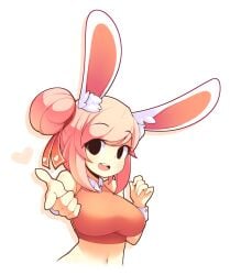 1girls breasts bunny_ears fiz fizintine happy original pointing pointing_at_viewer soft tagme thighs white_background wholesome