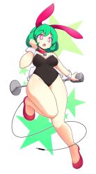 1girls ass breasts bunny_ears bunnysuit cute female fizintine high_heels microphone soft star tagme thick_thighs thighs white_background wholesome