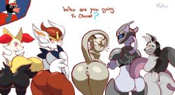 angry animal_humanoid anthro anus armor ass big_butt braixen canid canine canis cinderace domestic_cat domestic_dog felid feline felis female female_cinderace female_mewtwo fox fur genitals group hi_res huge_butt hugotaker humanoid interspecies lagomorph legendary_pokémon leporid male mammal mammal_humanoid mewtwo mightyena nintendo persian pokémorph poképhilia pokemon pokemon_(species) pussy rabbit video_games white_body white_fur wide_hips wolf