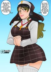 1girls estella_comics mannyestella mrestella nun oc original original_character text thought_bubble