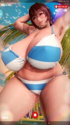 1girls 3d big_breasts bikini breasts breasts busty curvaceous curvy curvy_body curvy_female curvy_figure female female_focus huge_breasts idolmaster idolmaster_cinderella_girls large_breasts oikawa_shizuku voluptuous yaotama