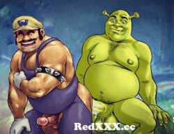 2boys bara boner cap crossover dreamworks ebith1969 edit erection fat fat_man gay gay_sex green_skin hairy_male hat looking_at_another looking_back male male_only mario_(series) multiple_boys nintendo noah_barnett nude obese obese_male ogre outdoors overalls overweight overweight_male penis redxxx.cc redxxxart shrek shrek_(series) spiked_bracelet tagme testicles wario wario_(series) website_logo yaoi