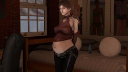 1girls 3d bedroom belly big_ass big_belly bloated_belly breasts brown_hair buttplug child_bearing_hips choker cute dat_ass exposed_stomach hands_behind_back happy huge_belly jeans lingerie looking_at_viewer overflowing_belly pregnant pregnant_belly ready_to_pop rebecca_chambers resident_evil resident_evil_0 sex_toy short_hair small_breasts small_clothes smile solo source_filmmaker theduudeman thick_thighs tight_clothing tomboy voluptuous wardrobe_malfunction wide_hips