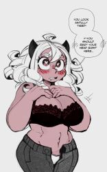 big_breasts black_bra bra breasts cleavage color colored cute demon demon_girl edit helltaker horny horny_female ink01 inkbloto leaddrill modeus_(helltaker) panties pants pants_open picot_trim picot_trim_panties questionably_wholesome sketch straight_hair undressing white_panties