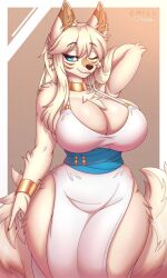 1girls 2020s 2022 5_fingers anthro anthro_focus anthro_only armpits beige_body beige_fur big_butt big_ears big_hips big_tail blonde_female blonde_hair blonde_hair_female blue_eyes bra butt cleavage cleavage_overflow clothed clothed_female clothes commission commission_art complextree cropped cropped_image cropped_legs cuffs ear ears_up egyptian eyelashes eyes eyes_half_open female female_focus female_only fennec fluff fluffy fluffy_chest fluffy_ears fluffy_tail fur furry furry_breasts furry_ears furry_female furry_focus furry_only furry_tail girl gold gold_(metal) gold_jewelry hair hand_on_head hips hourglass_figure humanoid large_tail long_hair looking_at_viewer mammal mammal_humanoid markings nail nail_polish nails necklace no_dialogue no_humans no_panties oc original original_character partially_clothed partially_clothed_female partially_nude simple_background smile smiling snout solo solo_female solo_focus tail tease teasing teasing_viewer thick_thighs thighs watermark wide_hips yellow_body yellow_fur yellow_hair