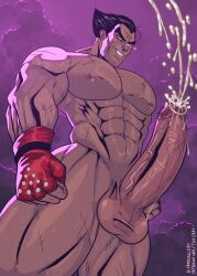 balls bara big_balls big_penis boner cum erection gay kazuya_mishima male male_only muscles muscular orgasm penis solo solo_male sweaty tekken tom_cray