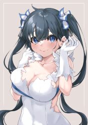 1girls big_breasts cleavage dungeon_ni_deai_wo_motomeru_no_wa_machigatteiru_darou_ka gloves hestia_(danmachi) no_bra tagme wa_ki_ya_ku