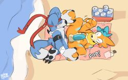 anal anthro balls bandai_namco beach blue_body blue_fur buizel crossover digimon digimon_(species) duo erection fur gaomon genitals hi_res knotting lube male male/male male_penetrated male_penetrating male_penetrating_male nintendo orange_body orange_fur outside penetration penis pokémon_(species) pokemon pokemon_(species) seaside sex sodacaps video_games