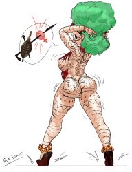 1girls afro ass bigatomics blue_eyes bulma_(afro) bulma_briefs dragon_ball female high_heels interracial jiggle light-skinned_female light_skin naked_footwear naked_heels nude pan-african_flag penetrating_venus_symbol queen_of_spades tagme tribal tribal_markings venus_symbol