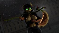 3d anthro big_breasts breasts carmelita_fox clothing cosplay female female_only furry green_eyes men_in_black men_in_black_ii ok_bruh serleena_(men_in_black) sly_cooper_(series) source_filmmaker tail tentacle tentacle_in_mouth tentacle_tail