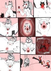 2girls anthro anus blitzo_(helluva_boss) bodily_fluids breasts camera cellphone cervical_insertion cervix comic cum cumming demon duo ejaculation female female/female female_only fingering forced forced_yuri gaping gaping_pussy genitals giantess helluva_boss hi_res living_dildo living_sex_toy livinlovindude loona_(helluva_boss) macro macro_female masturbation medium_breasts micro micro_female micro_in_vagina micro_insertion micro_on_macro millie_(helluva_boss) minigirl moxxie_(helluva_boss) multiple_girls phone presenting pussy pussy_ejaculation pussy_juice pussy_juice_drip reflection size_difference solo spread_anus spread_pussy spreading tits unbirthing unwilling_prey unwilling_vore vagina vaginal_insertion vaginal_masturbation vore womb x-ray yuri