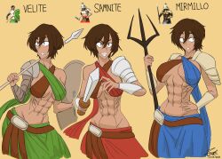 1girls abs ancient_rome armor character_sheet female female_only gladiator muscular_female original_character roman rome_total_war rule_63 warrior zhentai_senpai