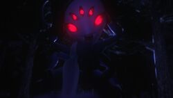 3d bigfap blue_skin choking cowgirl_position dominant eye_contact female_focus femdom glowing_eyes looking_at_viewer muffet multi_arm multi_eye multi_limb pov public red_eyes spider spider_humanoid teeth tongue_out tree twintails undertale undertale_(series)