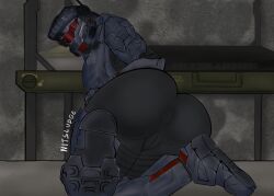 2d anus armor ass ass_cheeks ass_focus asshole big_ass big_butt butt_cheeks butt_focus female female_only female_spartan_(halo) fetish halo_(series) helmet looking_at_viewer looking_back nitsludge presenting presenting_anus presenting_ass presenting_butt presenting_hindquarters riz-028 solo spartan_(halo)