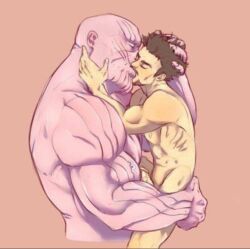 2boys avengers avengers:_infinity_war gay gay_sex human interspecies iron_man kissing larger_male light-skinned_male light_skin male male/male male_only marvel marvel_cinematic_universe naked purple-skinned_male purple_skin size_difference smaller_male thanos tony_stark what_if...? yaoi