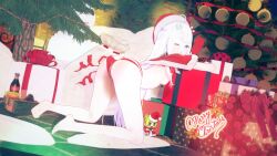 amatsuka_uto christmas christmas_outfit presenting virtual_youtuber