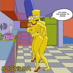 animated bart_simpson bustilda_(artist) cling colette_choisez from_behind incest marge_simpson milf mother mother_and_son older_female raw_sex the_simpsons third-party_edit