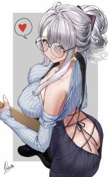 artist_request ass ass_cleavage big_breasts butt_crack cleavage whi