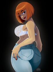 1girls 2022 artist_signature ass ass_focus big_ass big_breasts big_butt black_background bob_cut bra breasts brown_hair busty curvy danny_phantom denim denim_clothing denim_jeans fat_ass female female_focus female_only fingernails ginger_hair jeans large_ass large_breasts light-skinned_female light_skin lipstick madeline_fenton mature mature_female medium_hair milf mother nail_polish nickelodeon purple_eyes red_lipstick red_nails sideboob simple_background smile smiling solo solo_female solo_focus thick_ass thick_thighs thighs tovio_rogers voluptuous white_bra