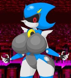 1girls anthro anthrofied big_breasts black_body blue_body breasts elfdrago female female_only genderswap genderswap_(mtf) highres huge_breasts machine metal_sonic metal_sonique red_eyes robot robot_girl rule_63 sega solo solo_female sonic_(series) sonic_the_hedgehog_(series) stardust_speedway stardust_speedway_bad_future thick_thighs yellow_body