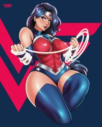 amazon amazonian big_breasts breasts clothed clothing dc dc_comics flatillustratorkhan gauntlets thighhighs wonder_woman wonder_woman_(series)