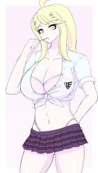 akamatsu_kaede big_breasts bra breasts burningkaraage busty cleavage danganronpa danganronpa_v3 hourglass_figure huge_breasts large_breasts miniskirt skimpy_clothes straight_hair thong underwear voluptuous voluptuous_female