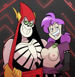 bare_chest human lord_hater male/female original_character purple_hair rexphilia skeleton wander_over_yonder