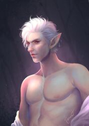 astarion baldur's_gate baldur's_gate_3 dungeons_and_dragons elf elf_ears forgotten_realms male_only male_pinup nixmori pinup pointy_ears red_eyes uncensored white_hair