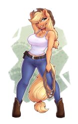 2022 alternate_version_available applejack_(mlp) big_breasts blonde_female blonde_hair breasts cleavage dandy_(artist) dandybouquet female female_focus female_only friendship_is_magic green_eyes hasbro my_little_pony