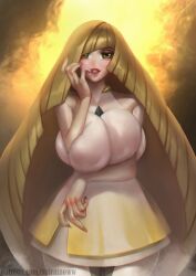 game_freak huge_breasts lusamine_(pokemon) milf nintendo pokemon pokemon_sm spiralnoww